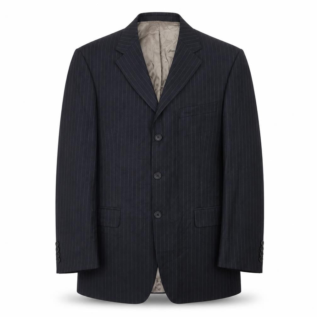 Marks & Spencer Mens Blue Striped Wool Jacket Suit Jacket Size 40 Regular