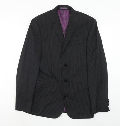 Next Mens Black Striped Wool Jacket Suit Jacket Size 38 Regular