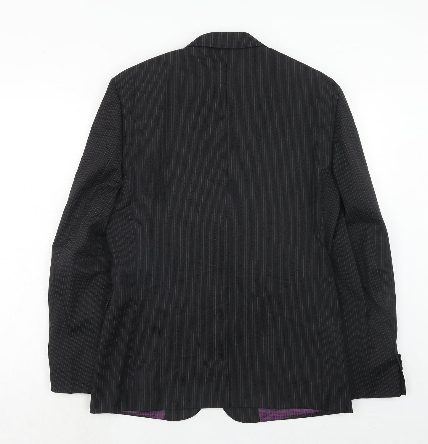 NEXT Mens Black Striped Wool Jacket Suit Jacket Size 38 Regular