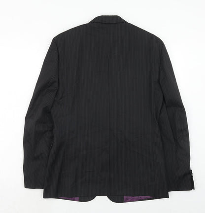 Next Mens Black Striped Wool Jacket Suit Jacket Size 38 Regular