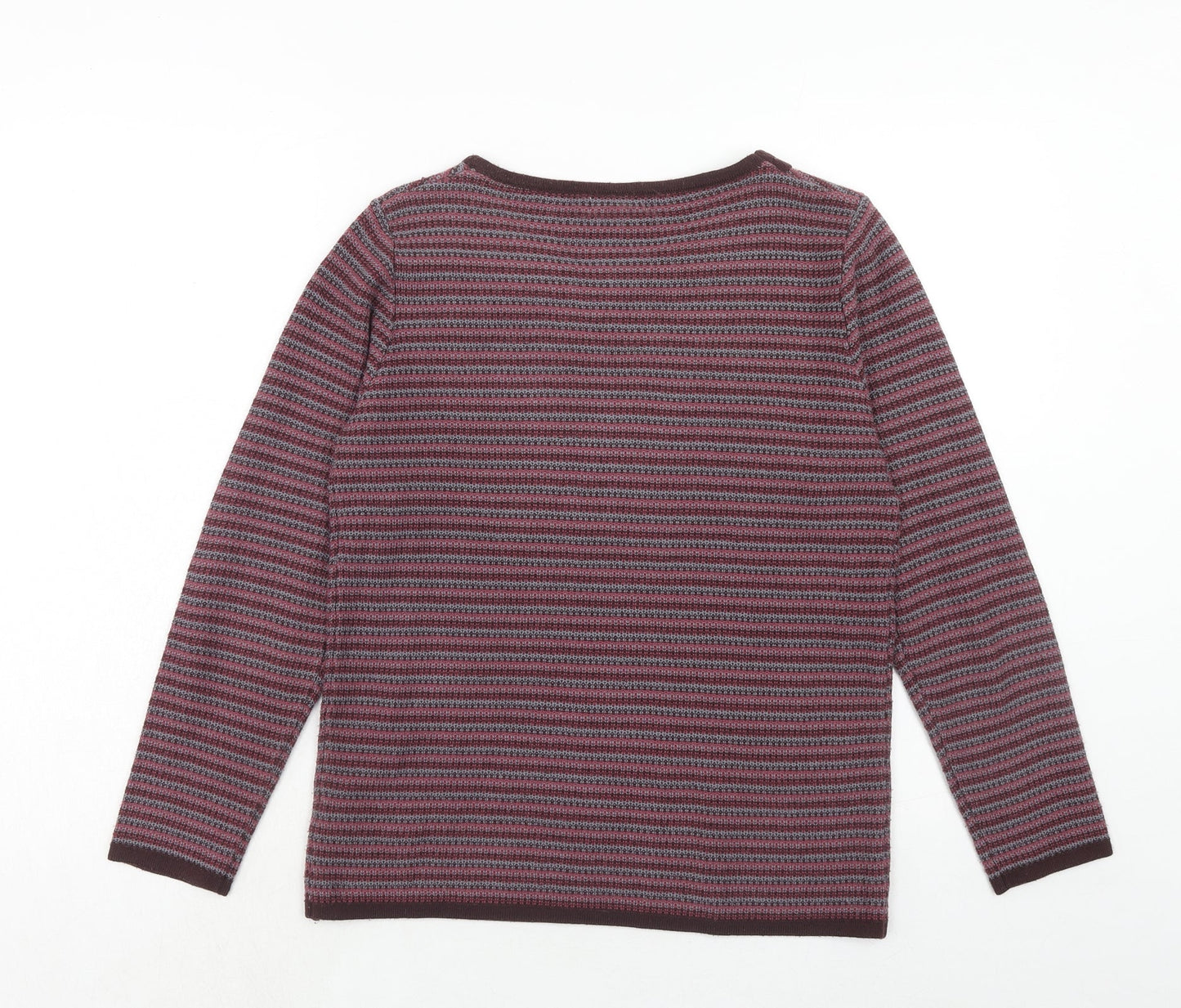 Fay Louise Womens Purple Round Neck Striped Acrylic Pullover Jumper Size S