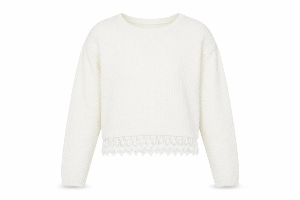 New Look Womens Ivory Round Neck Acrylic Pullover Jumper Size 10