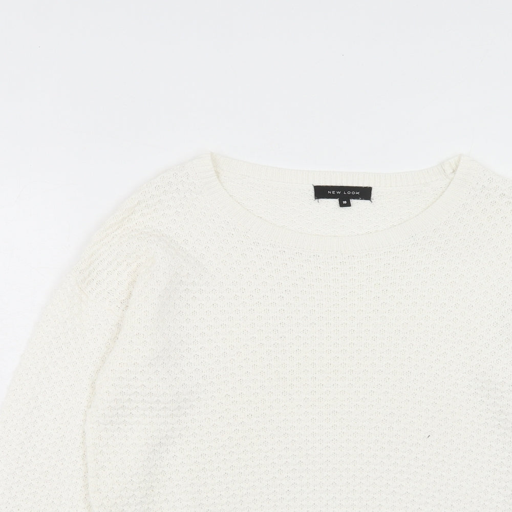 New Look Womens Ivory Round Neck Acrylic Pullover Jumper Size 10