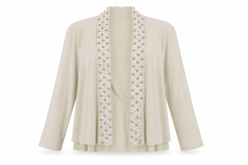 H&M Womens Beige Polyester Kimono Blouse Size 4 V-Neck