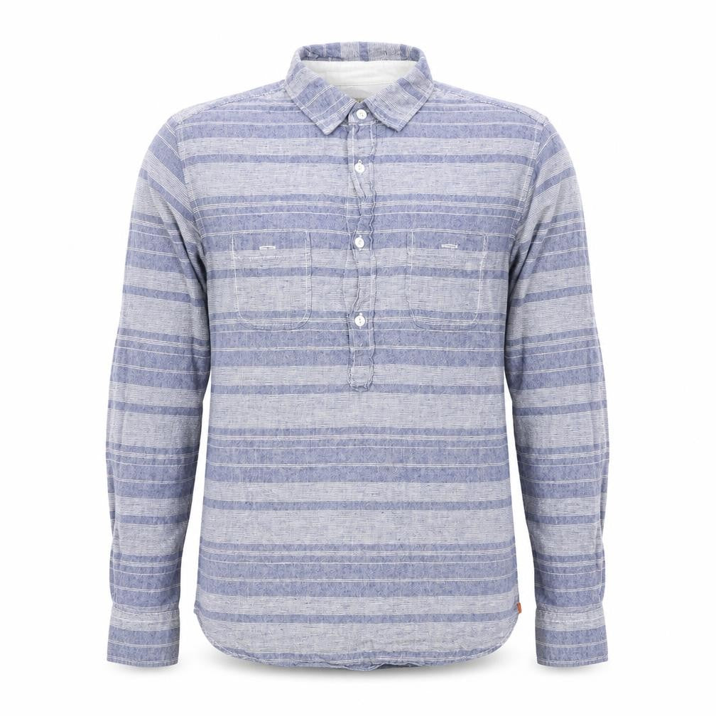 Pull&Bear Mens Blue Striped Polyester Polo Size S Collared Pullover
