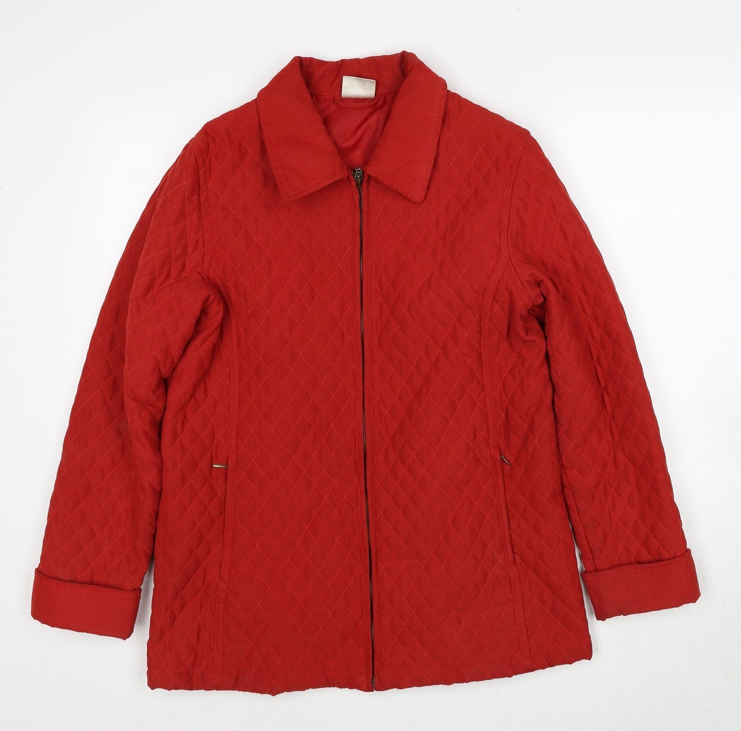 Jumper Womens Red Quilted Jacket Size M Zip
