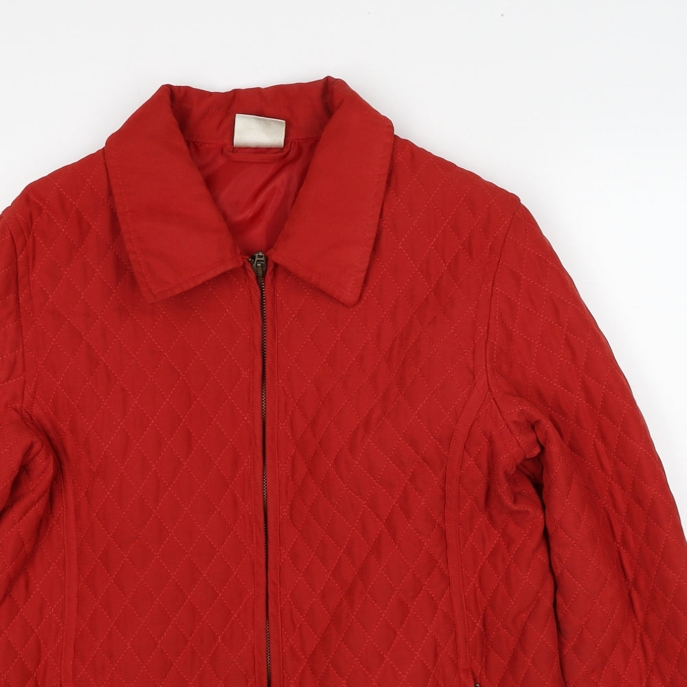 Jumper Womens Red Quilted Jacket Size M Zip