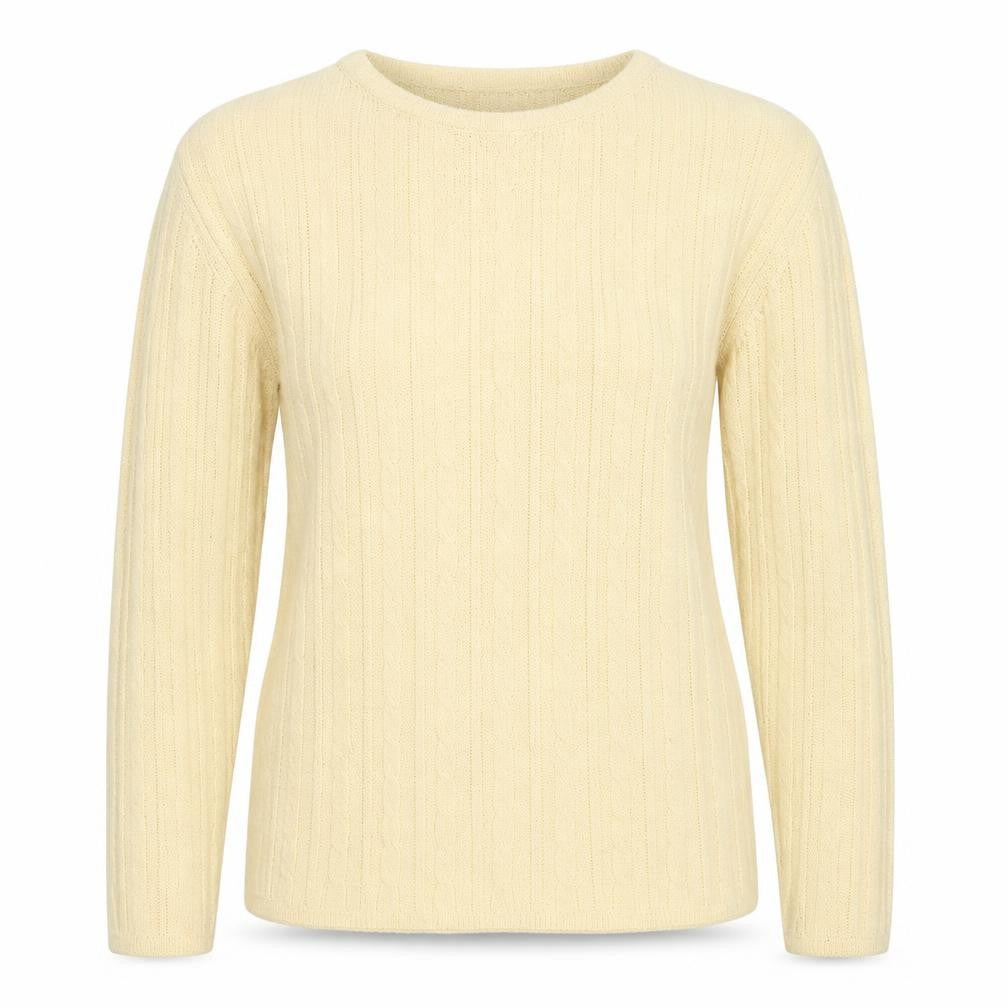 Provacale Womens Yellow Round Neck Acrylic Pullover Jumper Size M