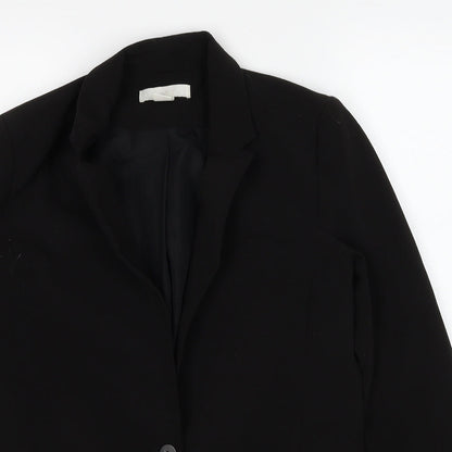 H&M Womens Black Polyester Jacket Blazer Size 8
