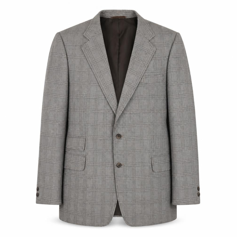 C&A Mens Brown Plaid Polyester Jacket Suit Jacket Size 46 Regular