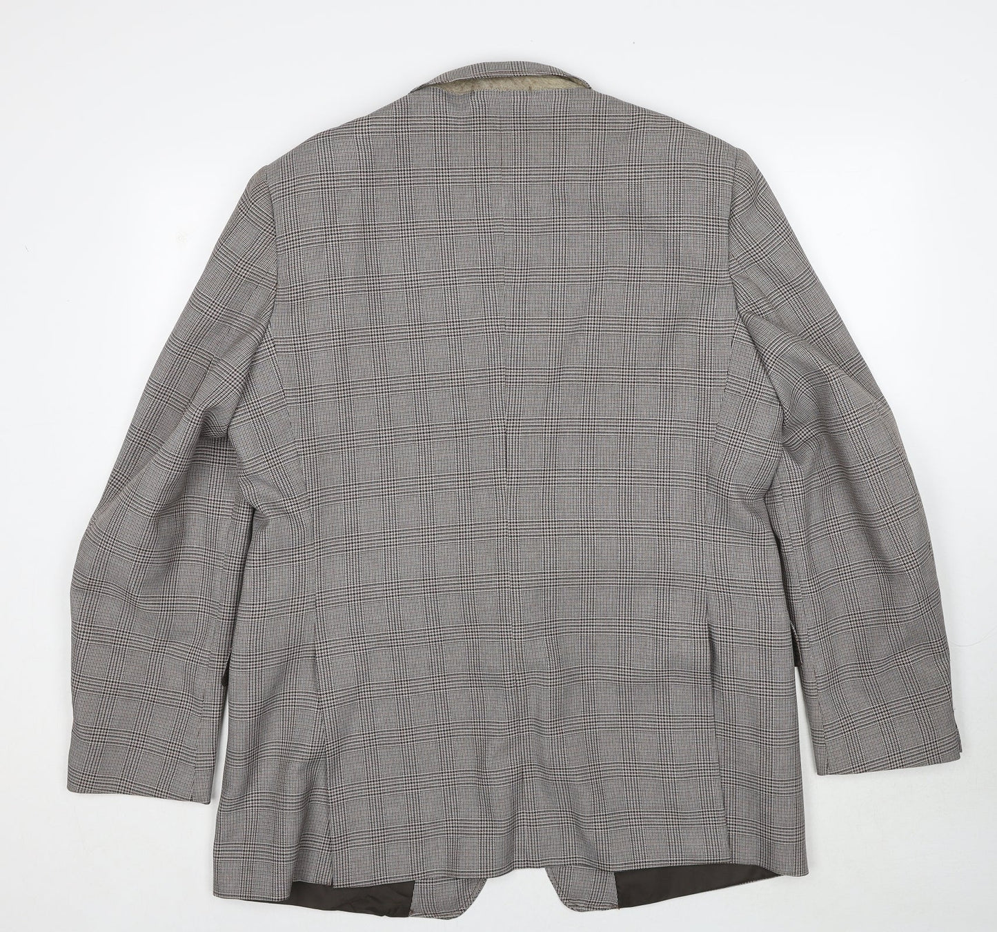 C&A Mens Brown Plaid Polyester Jacket Suit Jacket Size 46 Regular