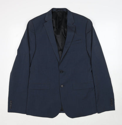 Additional front view of ASOS men’s blue polyester jacket suit jacket, size 40, regular