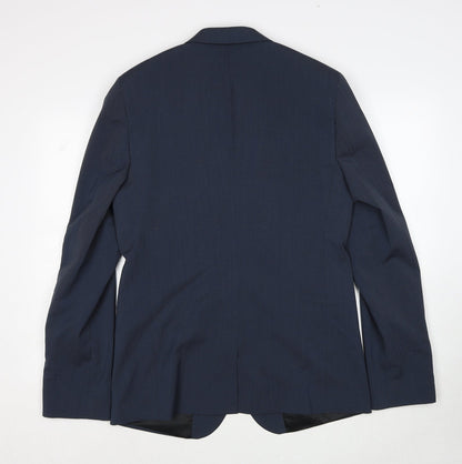 Back view of ASOS men’s blue polyester jacket suit jacket, size 40, regular