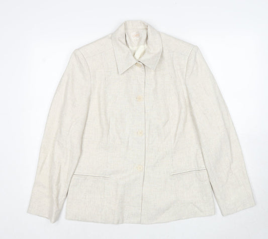 Cleo Womens Beige Jacket Blazer Size 8 Button