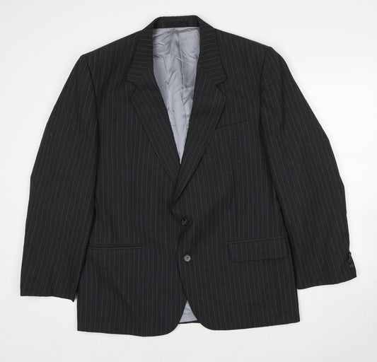Origin Mens Grey Striped Polyester Jacket Suit Jacket Size 42 Regular