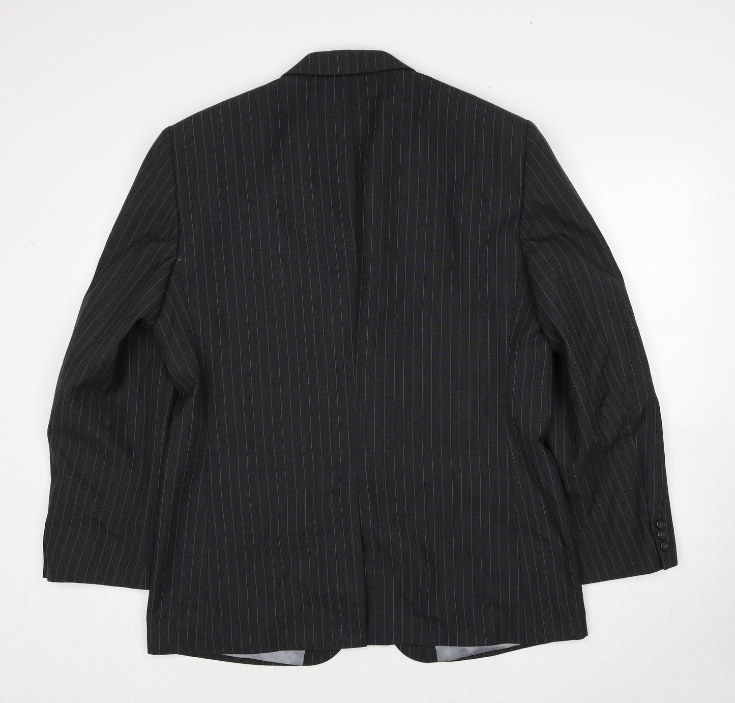 Origin Mens Grey Striped Polyester Jacket Suit Jacket Size 42 Regular
