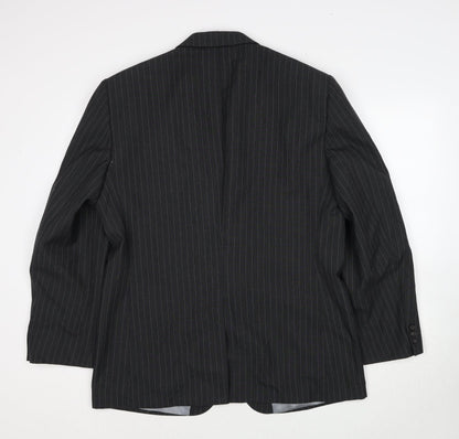 Origin Mens Grey Striped Polyester Jacket Suit Jacket Size 42 Regular