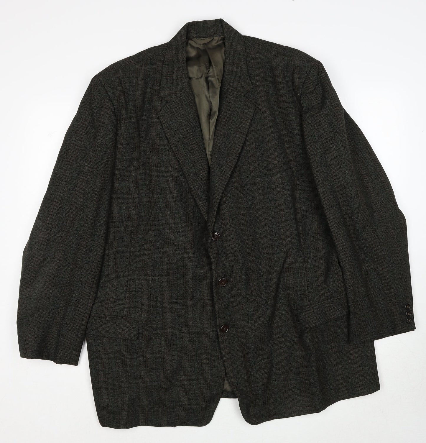 March Mens Green Plaid Wool Jacket Suit Jacket Size 42 Regular