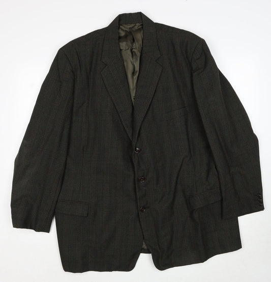 March Mens Green Plaid Wool Jacket Suit Jacket Size 42 Regular