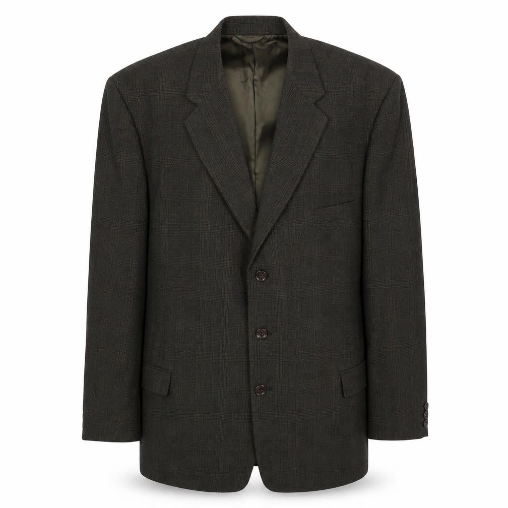 March Mens Green Plaid Wool Jacket Suit Jacket Size 42 Regular