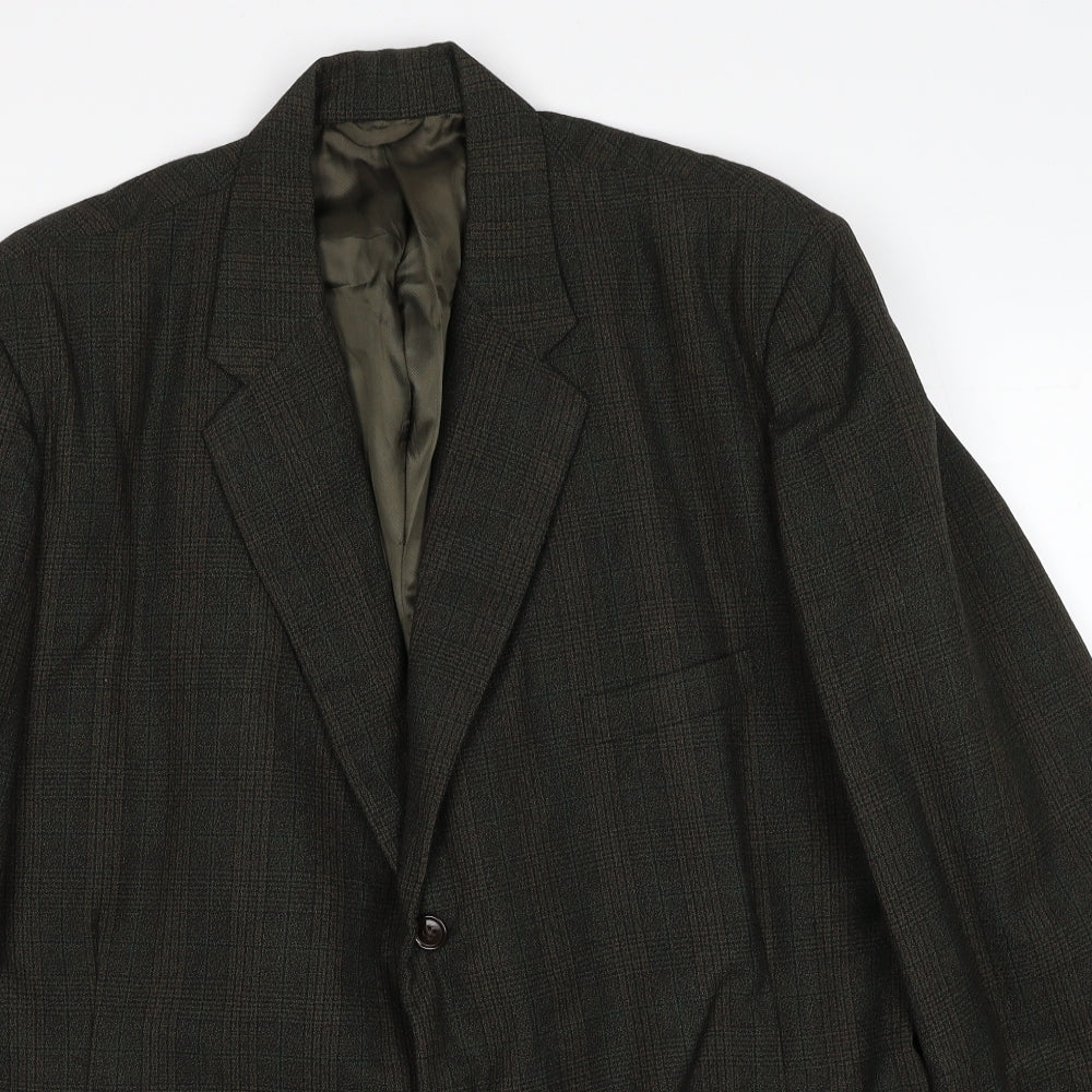 March Mens Green Plaid Wool Jacket Suit Jacket Size 42 Regular
