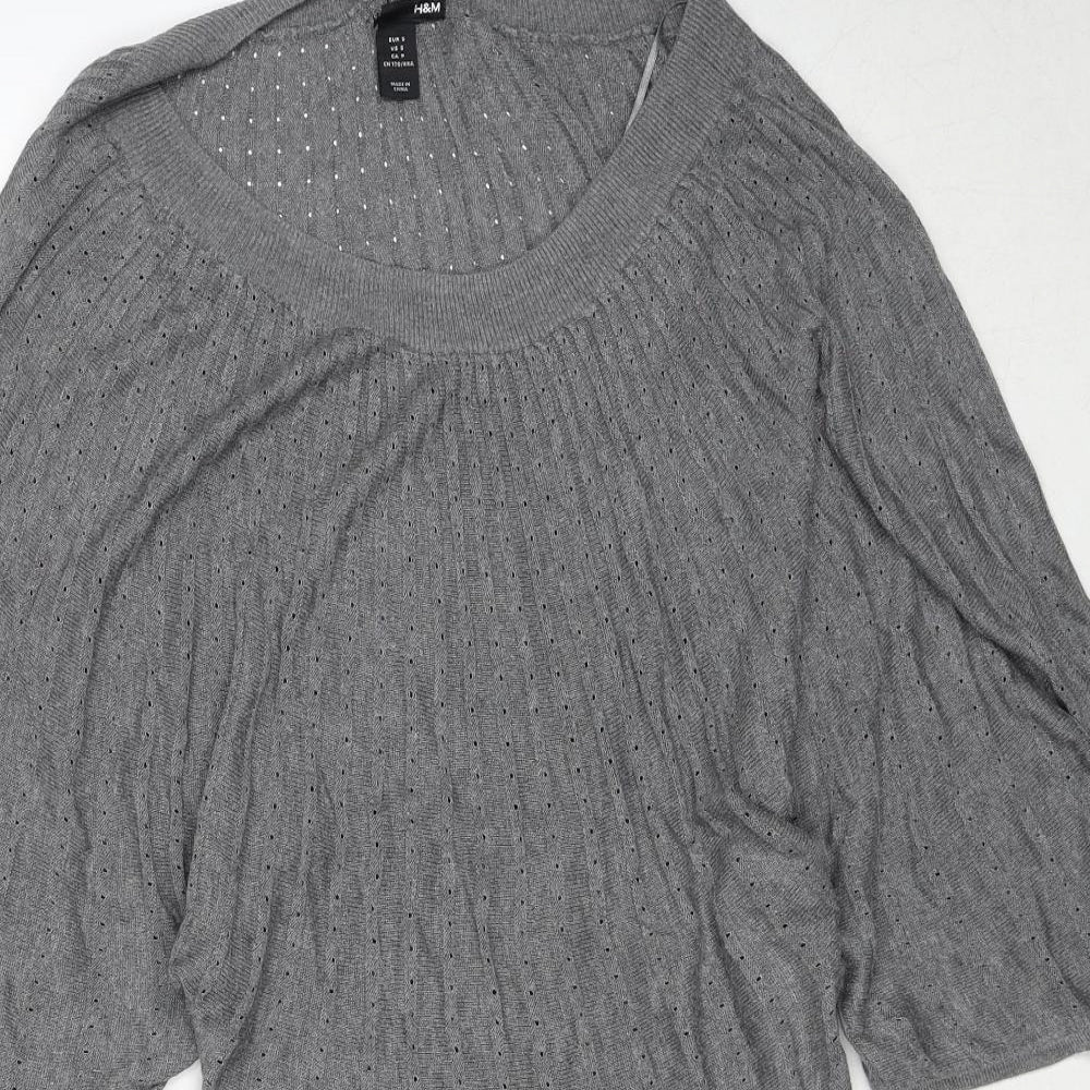 H&M Womens Grey Round Neck Cotton Pullover Jumper Size S
