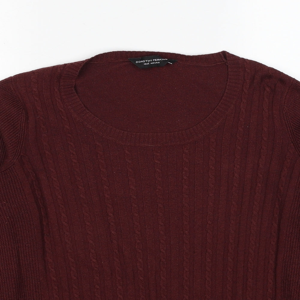 Dorothy Perkins Womens Red Scoop Neck Viscose Pullover Jumper Size 12