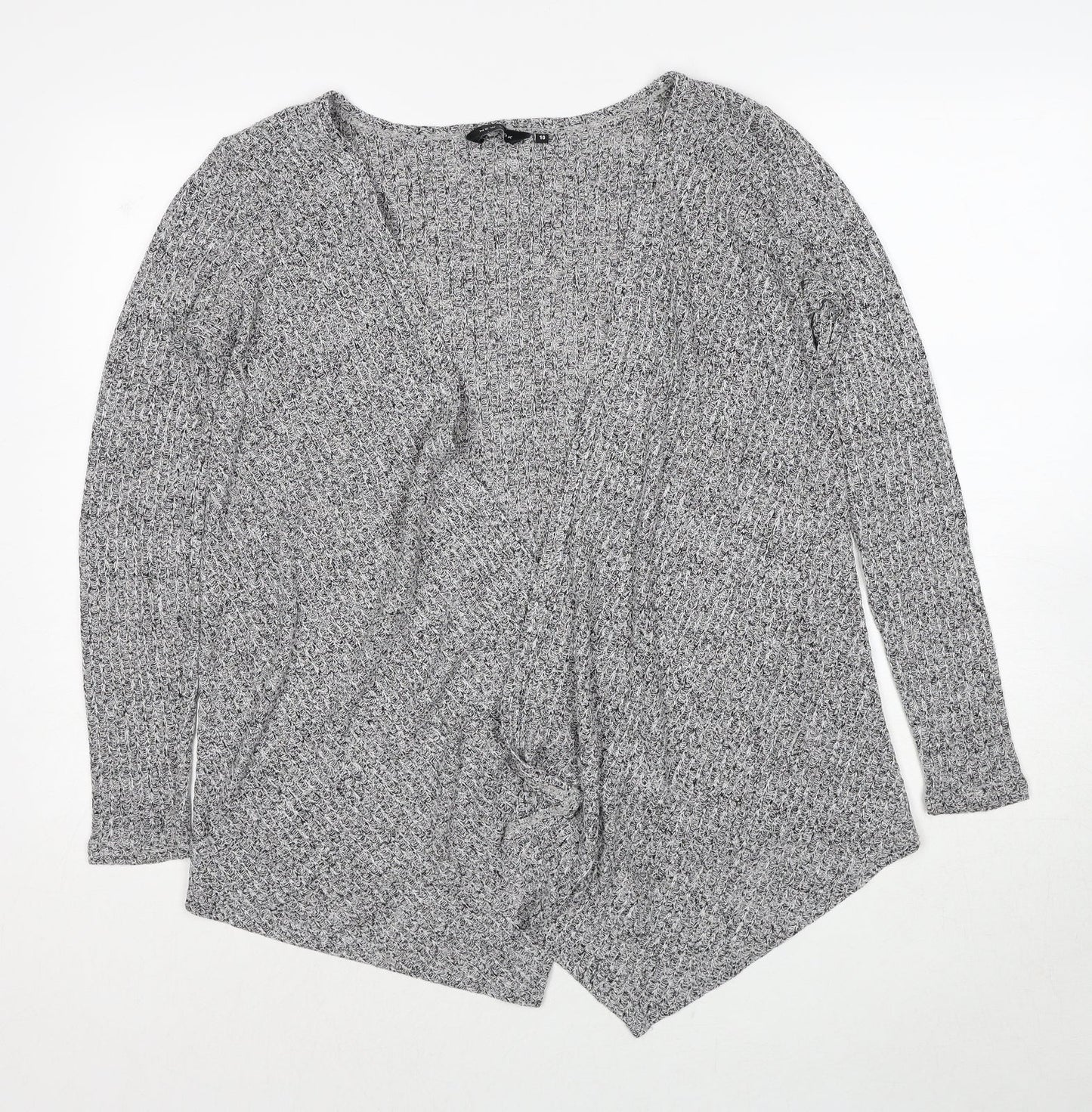 New Look Womens Grey V-Neck Viscose Cardigan Jumper Size 10