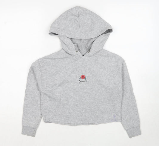 New Look Girls Grey Polyester Pullover Hoodie Size 9 Years Pullover - Too Cute Rose