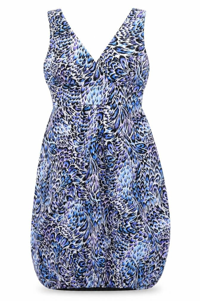 Dorothy Perkins Womens Blue Geometric Polyester Fit & Flare Size 12 V-Neck Pullover