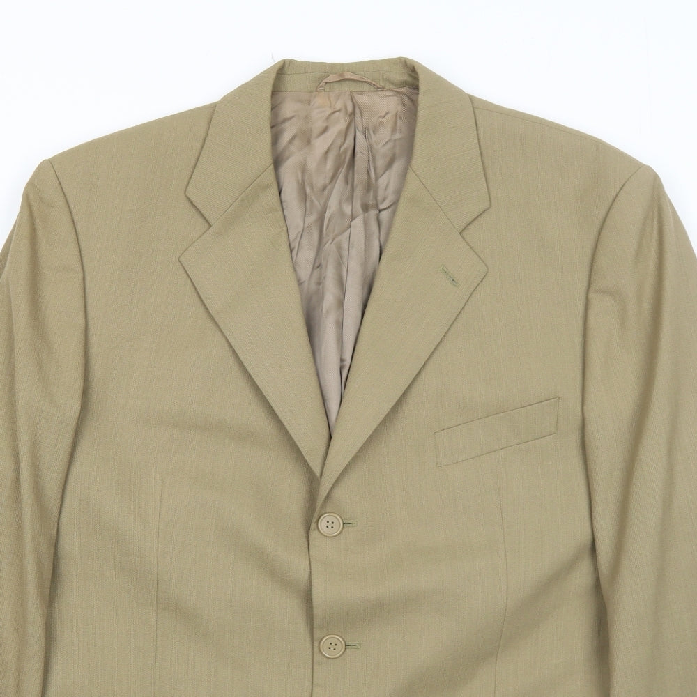Allders Mens Beige Wool Jacket Suit Jacket Size 42 Regular