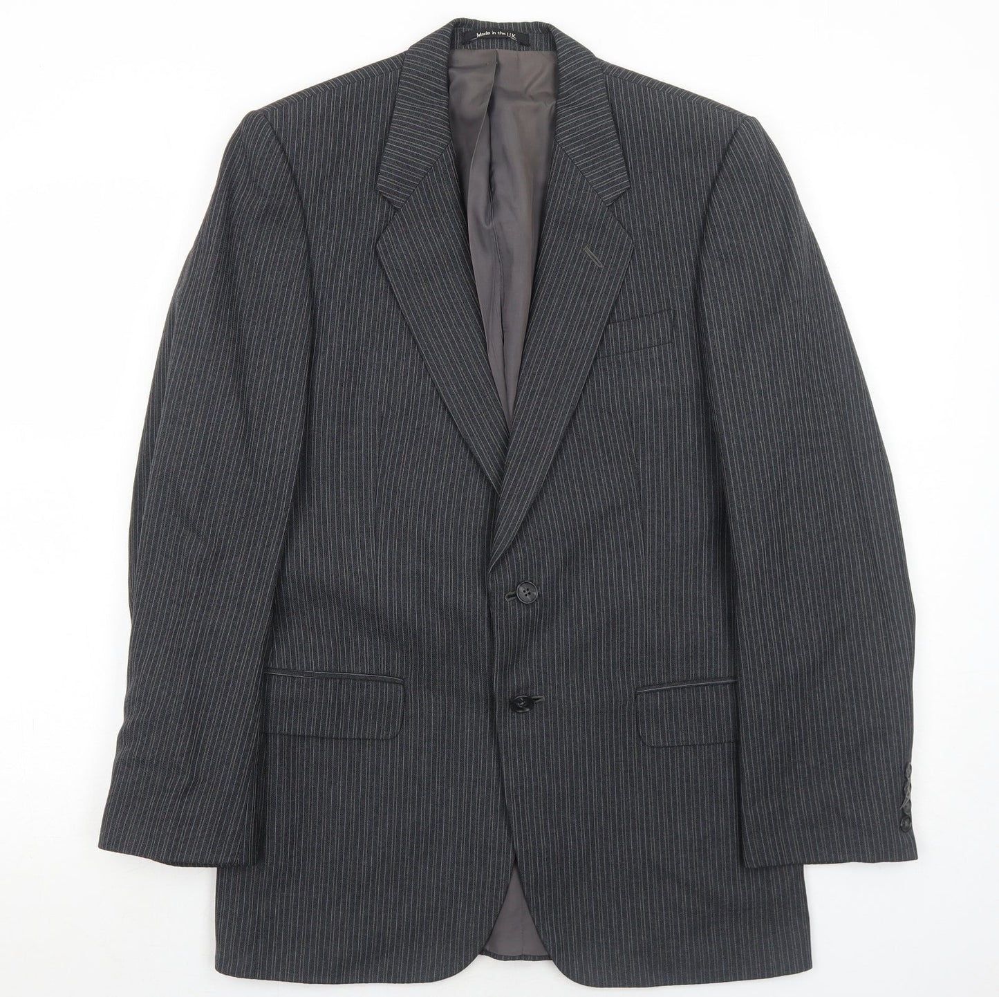 Marks and Spencer Mens Grey Striped Wool Jacket Suit Jacket Size 36 Regular