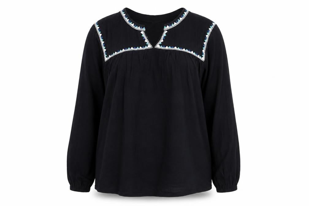 Per Una Womens Black Cotton Basic Blouse Size 10 Round Neck
