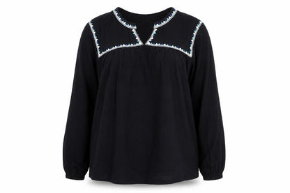 Per Una Womens Black Cotton Basic Blouse Size 10 Round Neck