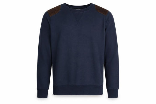 Brave Soul Mens Blue Cotton Pullover Sweatshirt Size S - Elbow Patches