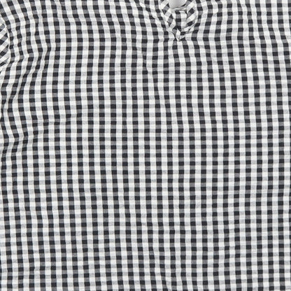Only Womens Black Geometric Cotton Basic Blouse Size 8 Round Neck