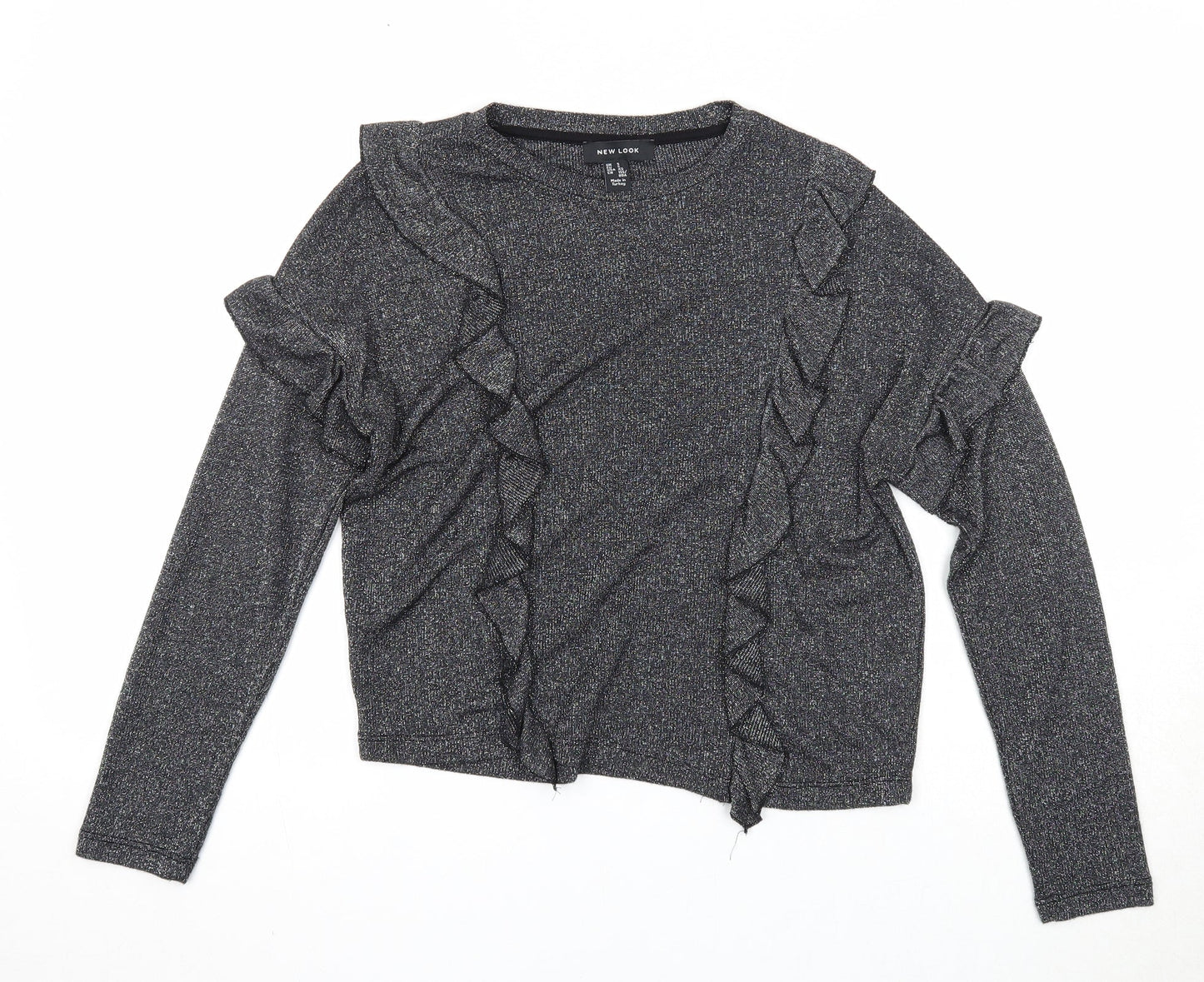 New Look Womens Black Round Neck Viscose Pullover Jumper Size S