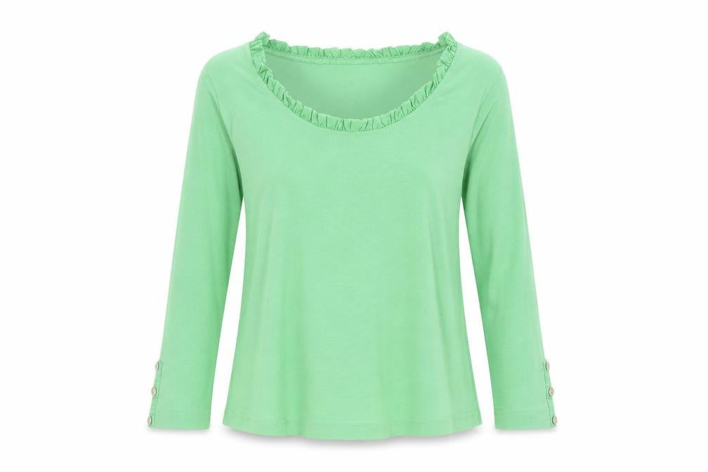 Adini Womens Green Cotton Basic T-Shirt Size M Round Neck