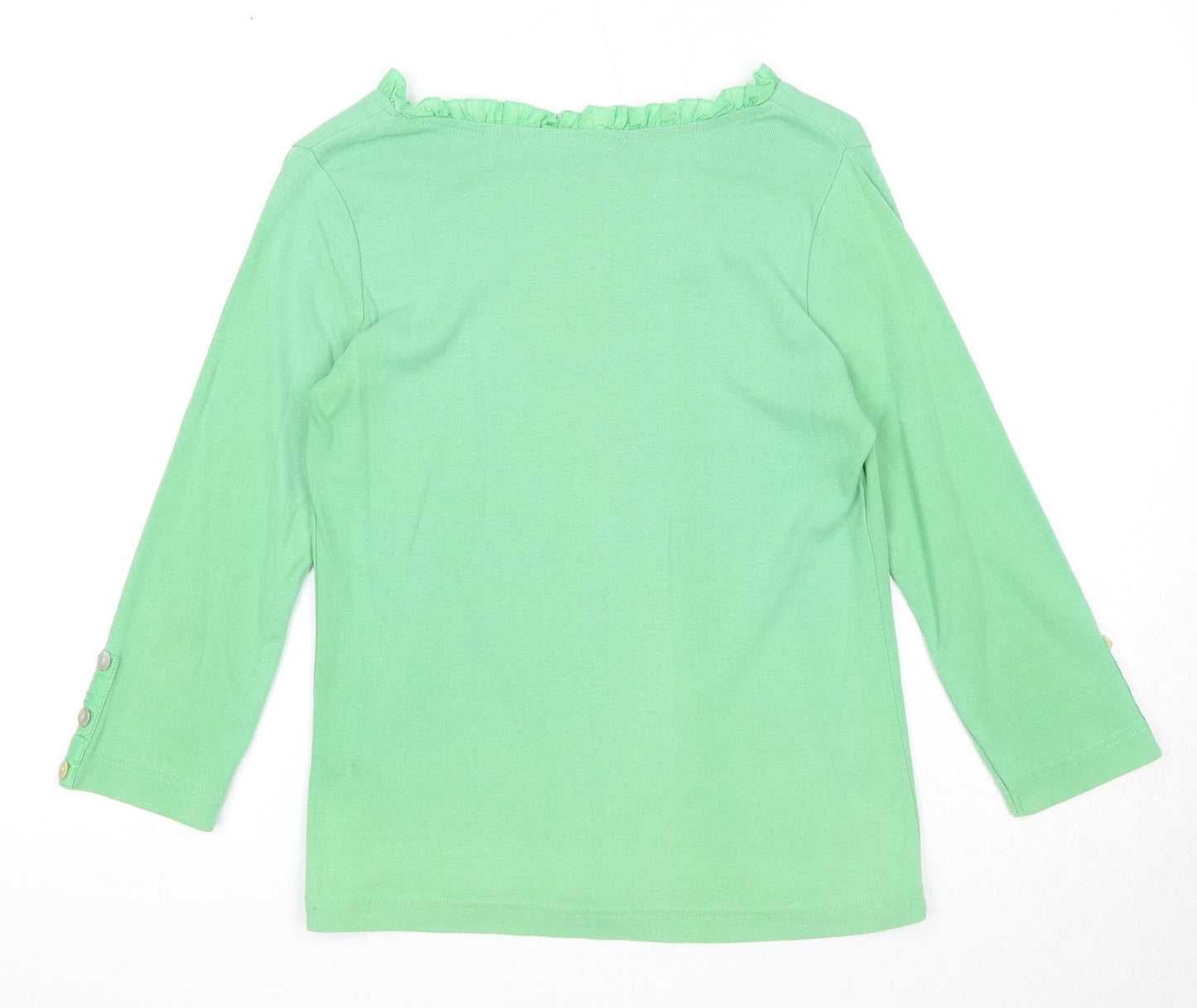 Adini Womens Green Cotton Basic T-Shirt Size M Round Neck