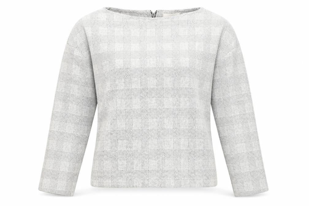 H&M Womens Grey Boat Neck Plaid Cotton Pullover Jumper Size XS