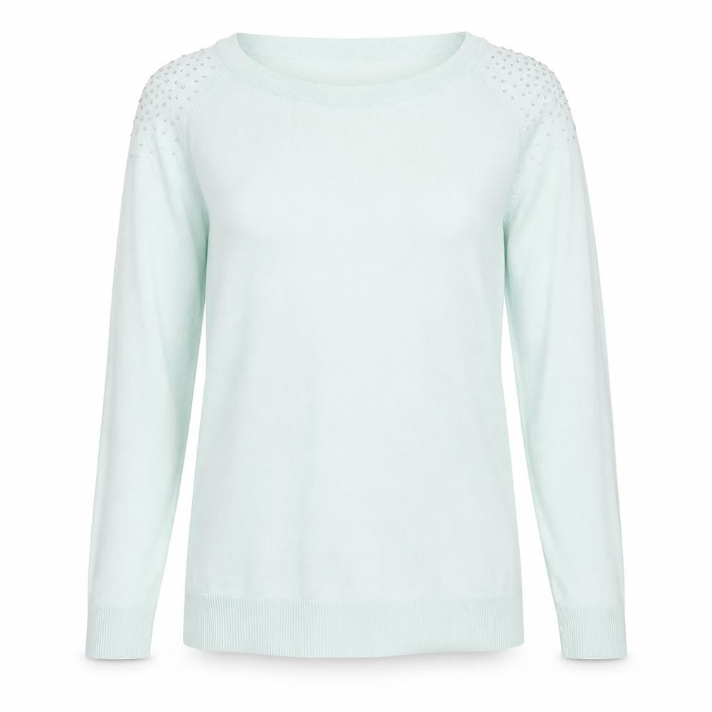 Flouse Womens Blue Round Neck Acrylic Pullover Jumper Size M