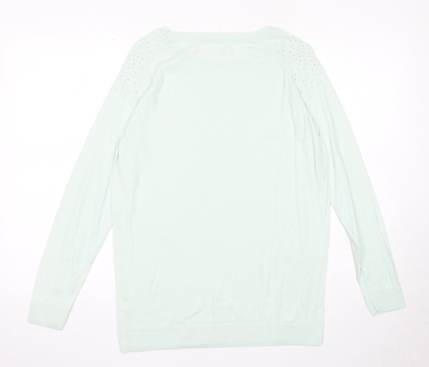 Flouse Womens Blue Round Neck Acrylic Pullover Jumper Size M