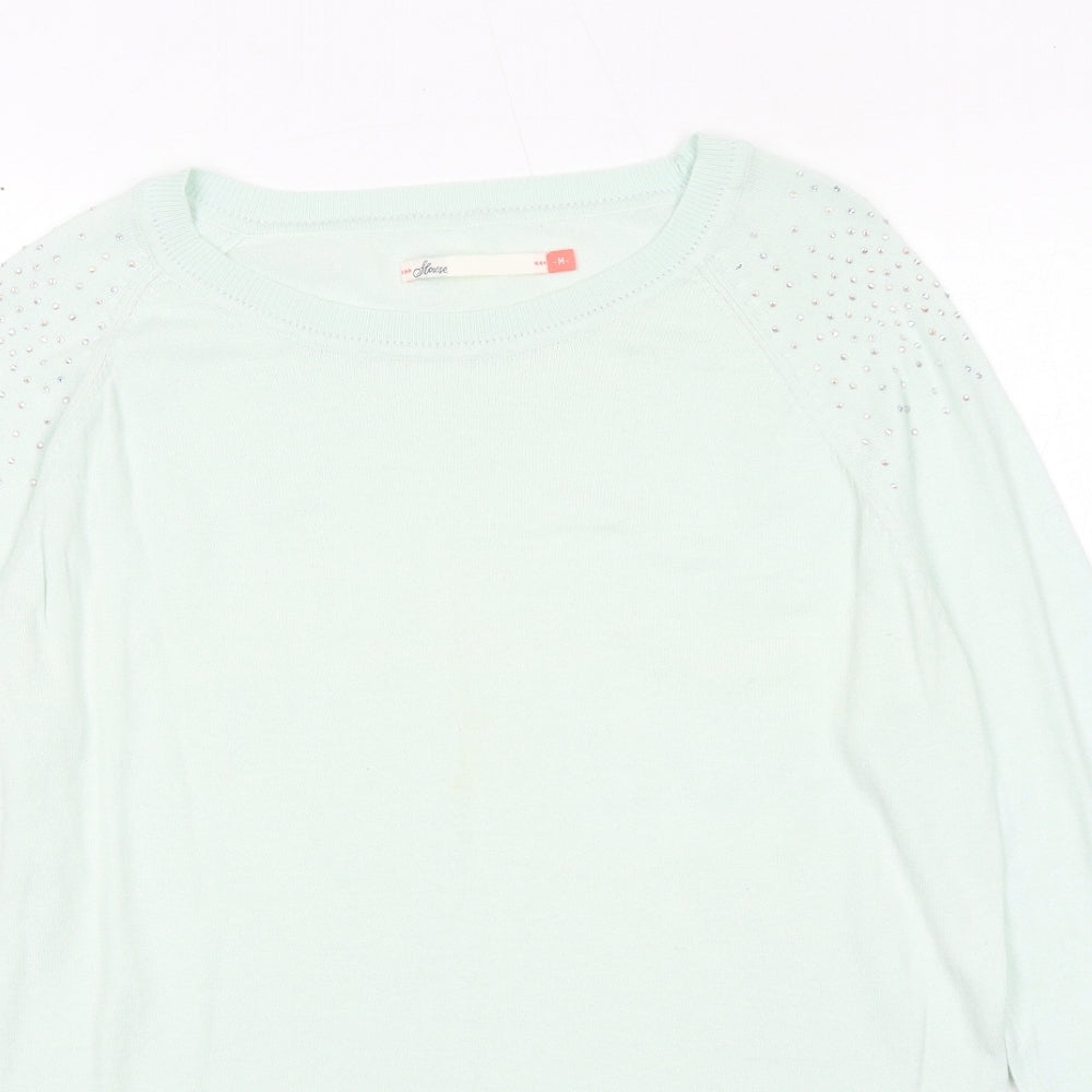 Flouse Womens Blue Round Neck Acrylic Pullover Jumper Size M