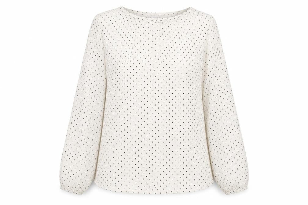 Re.draft Womens White Geometric Viscose Basic Blouse Size 6 Boat Neck