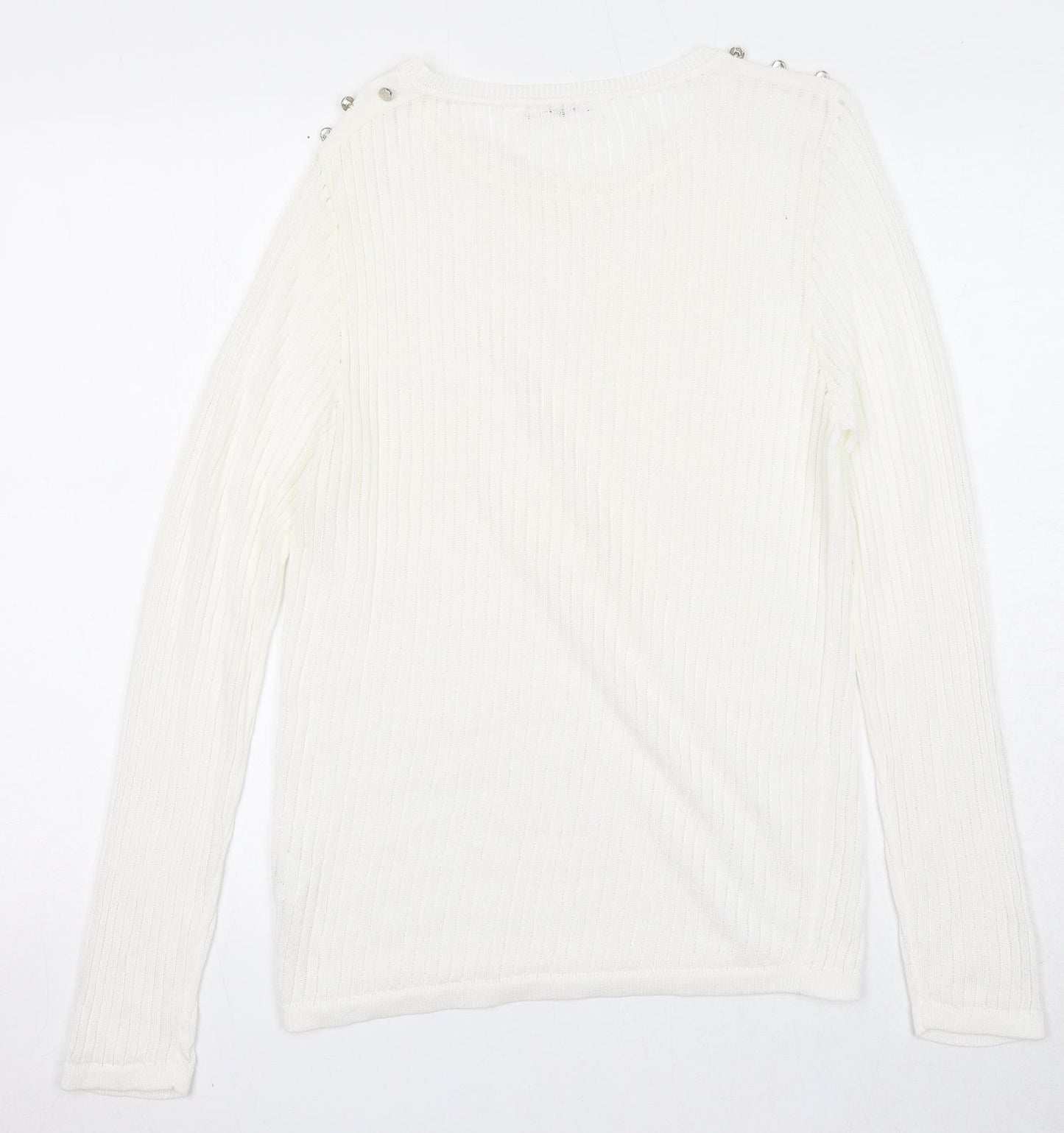 Bachelorette Paris Womens White Round Neck Viscose Pullover Jumper Size S