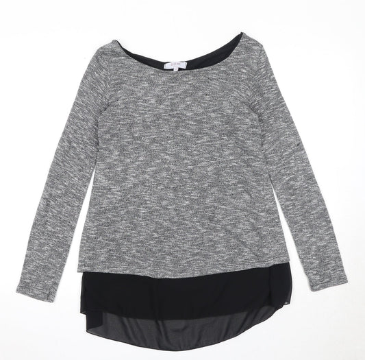 Blue Inc Womens Grey Boat Neck Acrylic Pullover Jumper Size S