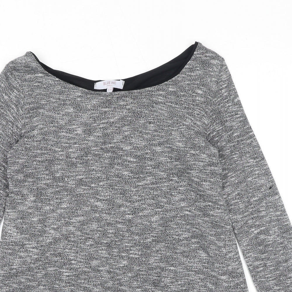 Blue Inc Womens Grey Boat Neck Acrylic Pullover Jumper Size S