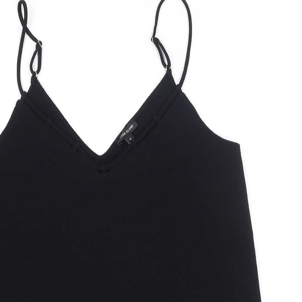 River Island Womens Black Polyester Camisole Tank Size 6 V-Neck