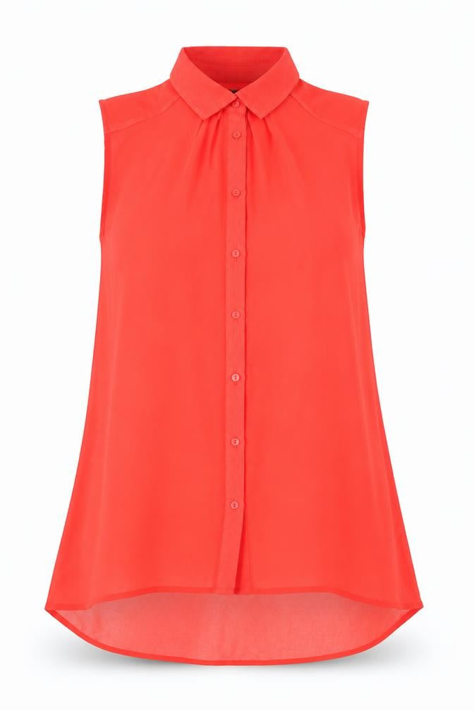 H&M Womens Red Polyester Basic Button-Up Size 10 Collared