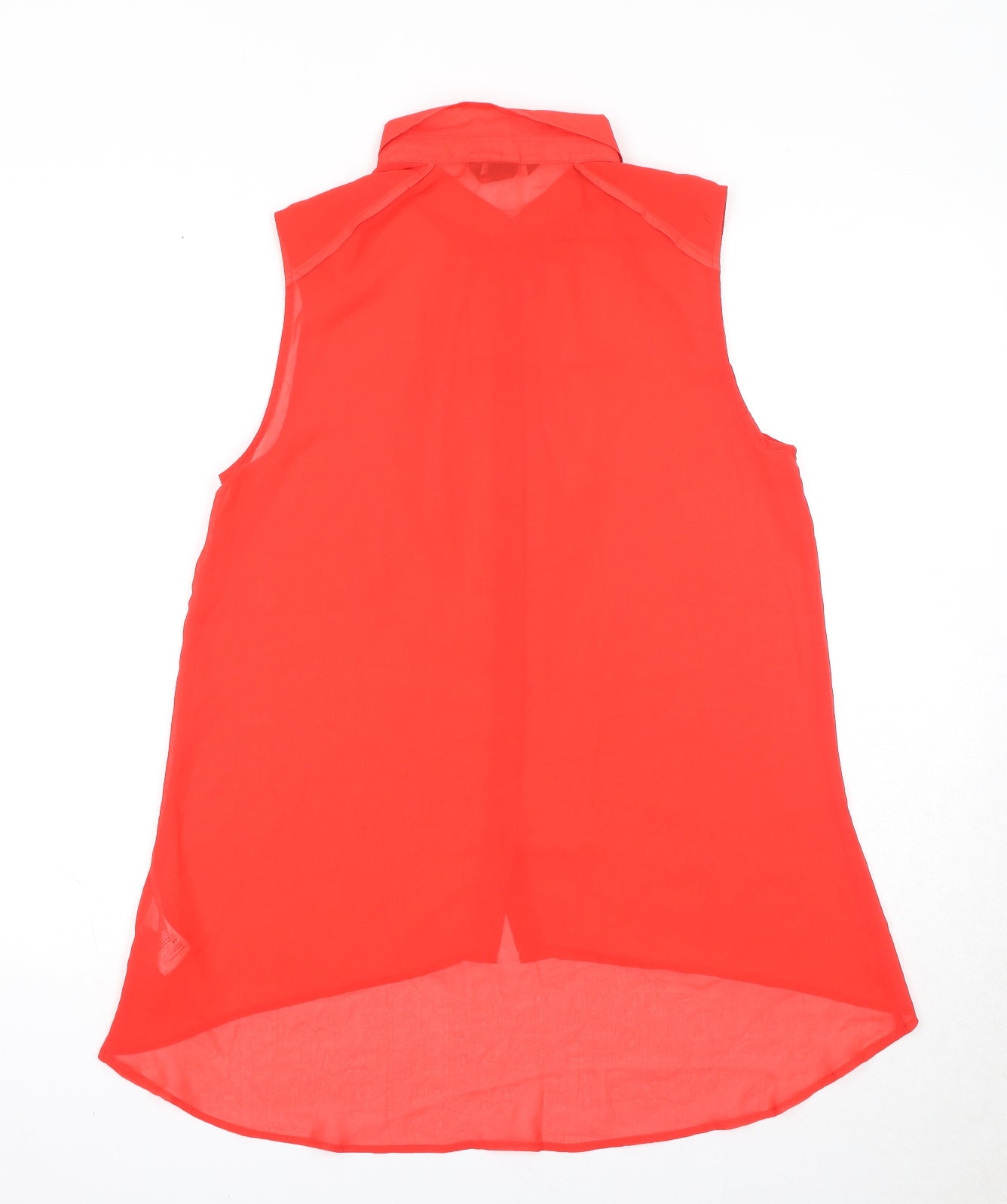 H&M Womens Red Polyester Basic Button-Up Size 10 Collared